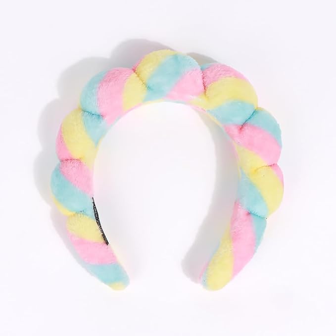 Spa Headbands for Washing Face Wristband Set Sponge Makeup Skincare Headband Wrist Towels Bubble Soft Terry Towel Cloth Hairband for Women Puffy Headwear Non Slip Thick Thin Hair