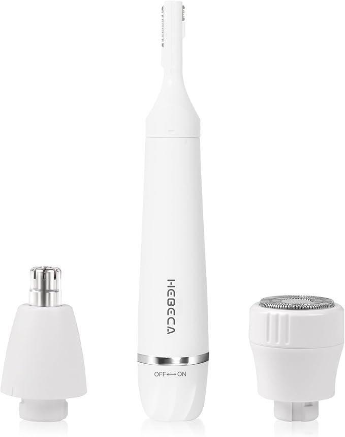 Ear Nose Hair Trimmer for Women, Eyebrow & Face Hair Trimmers, 3in1 Electric Facial Hair Trimmer, Waterproof & Rechargeable Women's Face Hair Remover Portable (White)