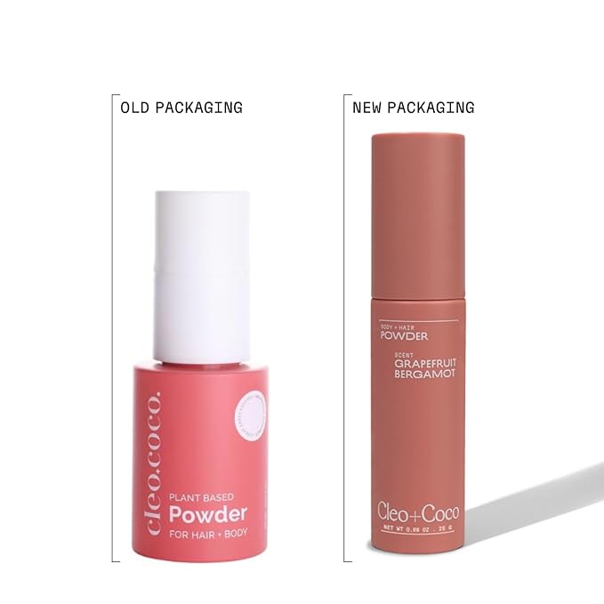 Cleo + Coco. Deodorant Powder for Body and Hair, Grapefruit Bergamot (0.88 oz), 2-in-1 Deo Powder & Dry Shampoo for Women & Men, Aluminum Free Deodorant, Talc-Free, Anti Chafe Protector, Travel-Size