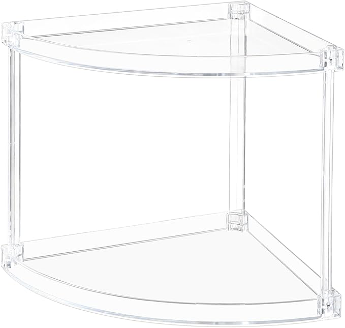 Yieach Clear Acrylic Bathroom Corner Shelf, 2 Tier Bathroom Counter Organizers and Storage Tray for Makeup,Perfume,Skincare Organizer Shelf & Vanity Storage for Bedroom and Spice Racks for Kitchen