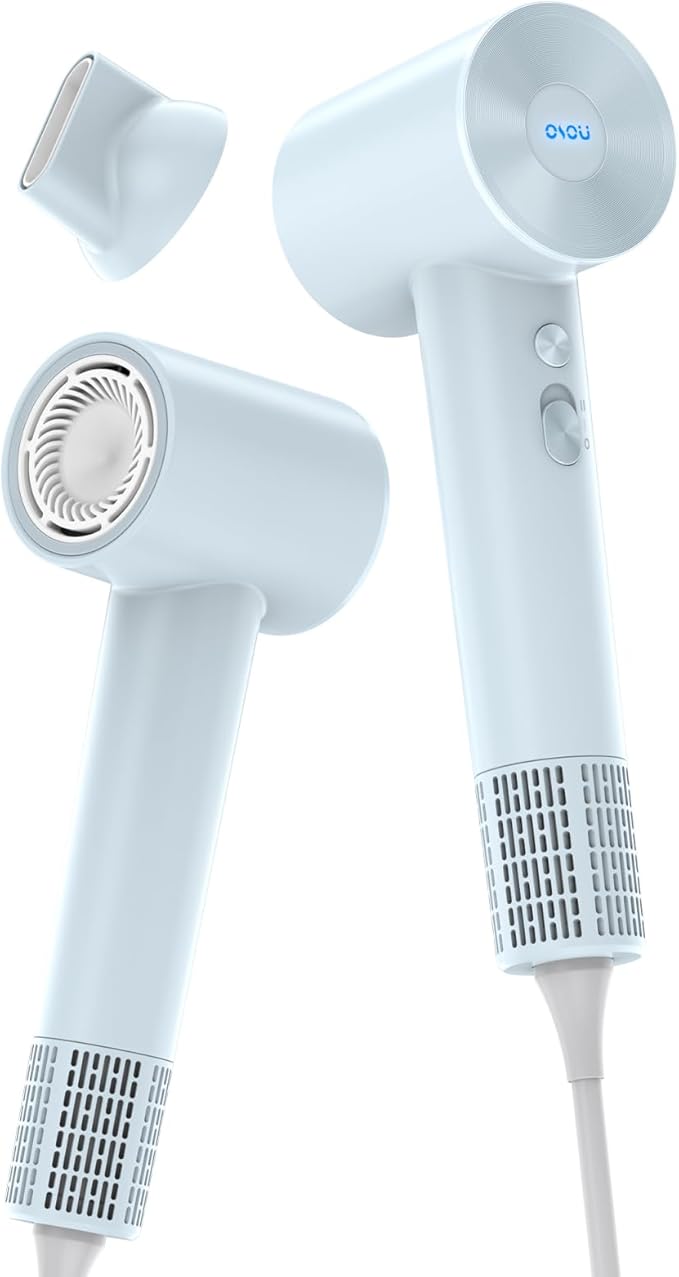 Hair Dryer, Negative Ionic Hair Dryer, High-Speed Blow Dryer with 110, 000 RPM Brushless Motor, Fast Drying Lightweight Travel Hairdryer, Low Noise Home Hair Dryer with Smooth Nozzle