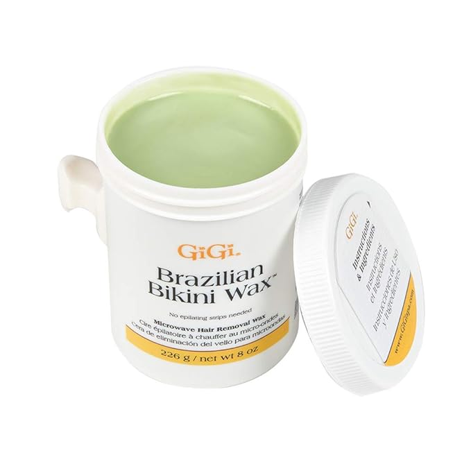 GiGi Brazilian Bikini Wax Microwave Formula, Painless, Residue-Free Hard Wax for Coarse Hair, Perfect for Sensitive Areas, 8 oz, 1-pack