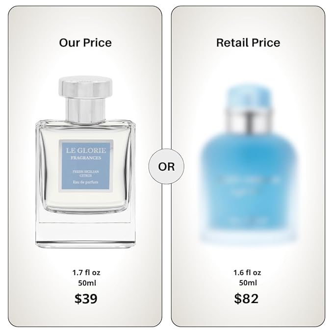 Inspired by Lig*t Blue, Fresh Sicilian Citrus EDP, Long Lasting 12-14 Hours Perfume Spray for Men, Unisex, All Skin Types, Cruelty Free - 0.33 Fl oz 10ml