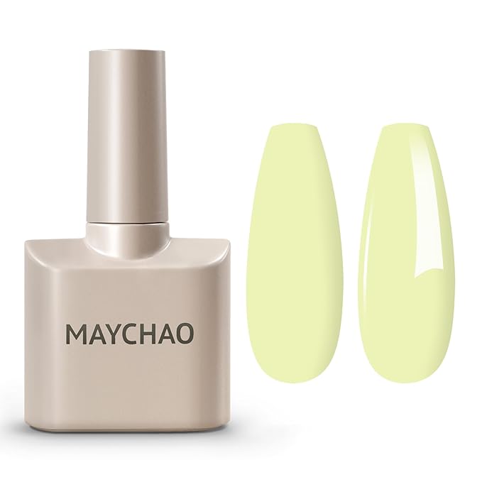 MAYCHAO 15ML Maize Yellow Gel Nail Polish 1Pc Pastel Light Yellow Gel Polish Soak Off UV LED Nail Polish Nail Art Starter Manicure Salon DIY at Home, 0.5 OZ