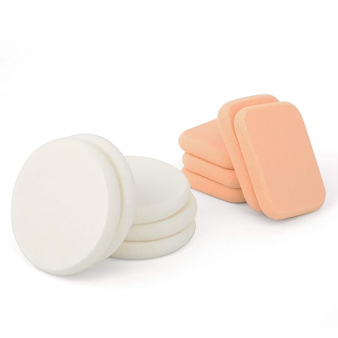 40PCS Round Square Shaped Makeup Blenders Sponges Set, Use for Dry and Wet, Perfect for Full Face Curve Blending, Cream, Liquid, Powder Foundation Cosmetics, Latex Free, Soft, Flexible