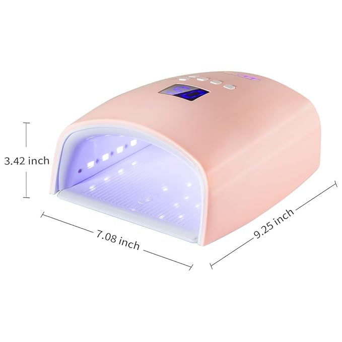 48W Rechargeable UV LED Nail Lamp,Cordless Professional Gel Nail Art Lights Manicure Tools for Home and Salon(Pink)