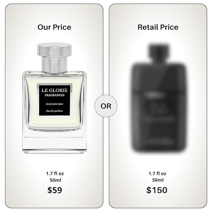 Inspired by Guilty Eau de Parfum Pour Homme, Guiltless Man EDP, Long Lasting 12-14 Hours Perfume Spray for Men, All Skin Types - 0.33 fl oz 10ml