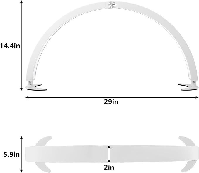 Half Moon Light for Nail Desk, 29in Half Moon Table Lamp Nail Desk Lamp with Wire Controller & Remote, Lash Light Lamp for Eyelash Extensions Tattoo PMU, 7 Cool/Warm Tones & 10 Brightness