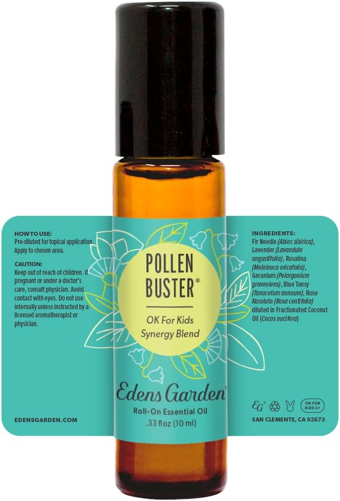 Edens Garden Pollen Buster Essential Oil Roll-On Blend- 100% Pure Premium Grade, Natural, Therapeutic, Aromatherapy, Kid & Skin Safe, The Best for Health, Wellness Pre-Diluted 10 ml (.33 fl oz)