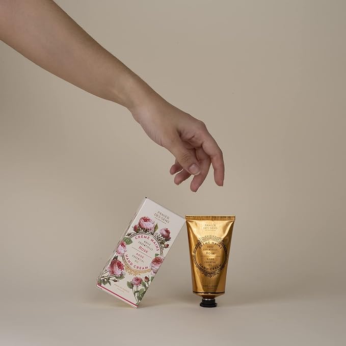 Panier des Sens Rose Hand Cream - Nourishing Shea Butter Hand Cream for Dry Cracked Hands 97% Natural Ingredients - Dermatologically Tested Hand Lotion for Woman Made in France, 2.5 fl oz