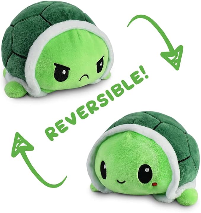 TeeTurtle - The Original Reversible Turtle Plushie - Green - Cute Sensory Fidget Stuffed Animals That Show Your Mood 4 inch