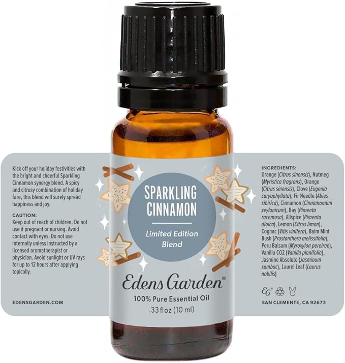 Edens Garden Sparkling Cinnamon Essential Oil Blend- 100% Pure Premium Grade, Undiluted, Natural, Therapeutic, Aromatherapy, The Best for Diffusing, Candle, Laundry, Humidifiers 10 ml (.33 fl oz)