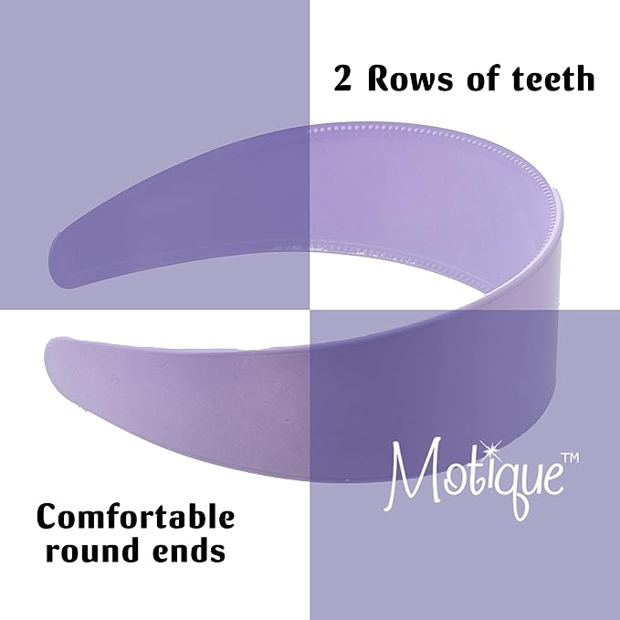 Motique Accessories Lavender 2 Inch Hard Plastic Headband with Teeth Women and Girls wide Hair band
