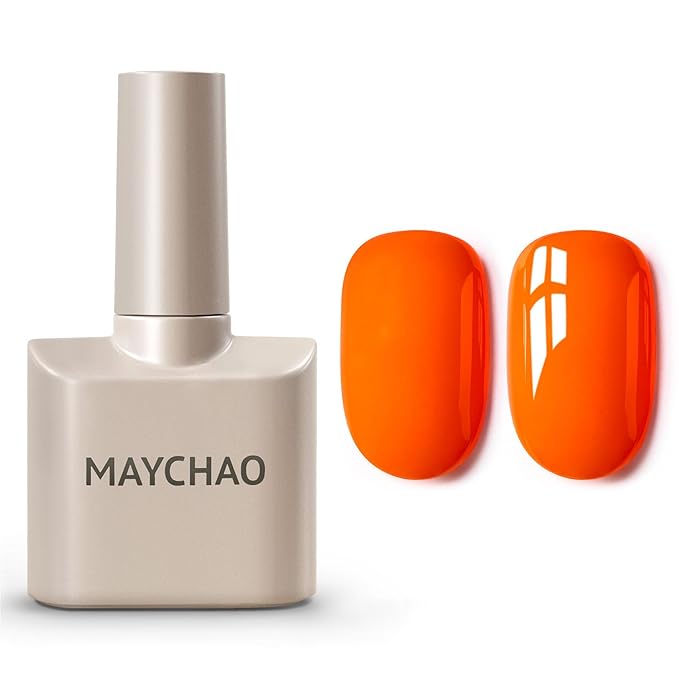 MAYCHAO 15ML Orange Gel Nail Polish 1Pc Bright Orange Gel Polish Soak Off UV LED Nail Lamp Curing Needed for Nail Art Manicure Salon DIY at Home, 0.5 OZ
