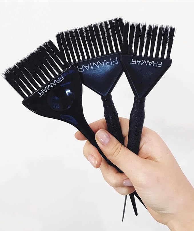 Framar Family Hair Color Brush Set - Hair Dye Brush Kit, Hair Coloring Brushes For Hair Stylist, Tint Brushes for Hair Color, Tapered Edges For Precision – 3 Pack Black