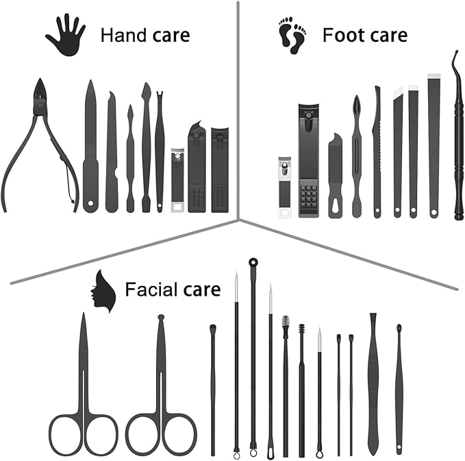 Professional Manicure Pedicure Set,Nail Clipper Kit, Nail Clippers Set, Nail Tools with Luxurious Travel Case,31PCS(RED)