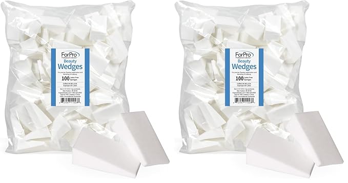 ForPro Beauty Wedges, Latex Free Foam Sponges, Makeup Blenders for Powder and Liquid Makeup, 100-Count (Pack of 2)