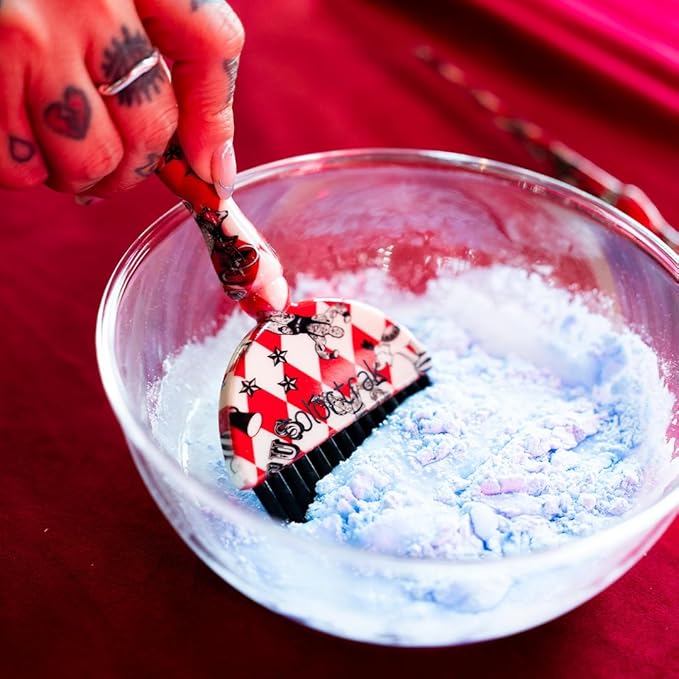 Colortrak Circus Collection King & Queen Size Wands (2 Pack) 1 Firm and 1 Feather Bristle Brush for Hair Color Application, Balayage, Blending, Touch ups and Highlighting, Red/White Diamond Print