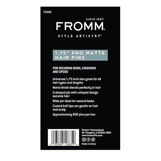 Fromm Style Artistry 1.75" U-shaped Crimped Hair Pins, Matte Blonde, 800 Hair Pins, Secure Hold, Suitable for All Hair Types and Lengths, Hair Accessories for Women
