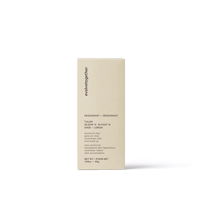 evolvetogether Aluminum Free Natural Deodorant for Women & Men | Lemon, Sage & Patchouli | Neutralizes Odors, Soothes Skin | Vegan, Cruelty-Free, Baking Soda Free | Made in USA (Tulum, 1.69 Oz)