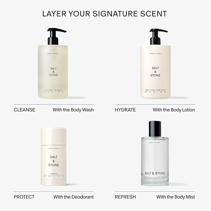 Salt & Stone Body Wash for Women & Men | Neroli & Basil | Hydrating Gel Cleanser | Clean & Soften Skin | Made with Niacinamide & Hyaluronic Acid | Free From Parabens, Sulfates & Phthalates 15.2 fl oz