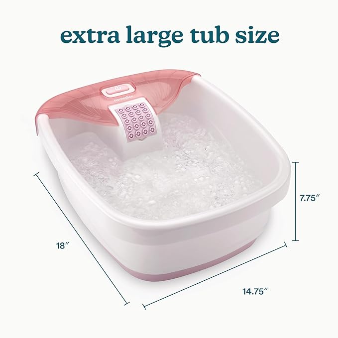 Homedics Bubble Bliss® Deluxe Footbath Gift Set – Heated Foot Spa with Invigorating Bubbles, 3 Massage Attachments, Pumice Stone, Moisturizing Heel Socks & Splash Guard for Ultimate Relaxation