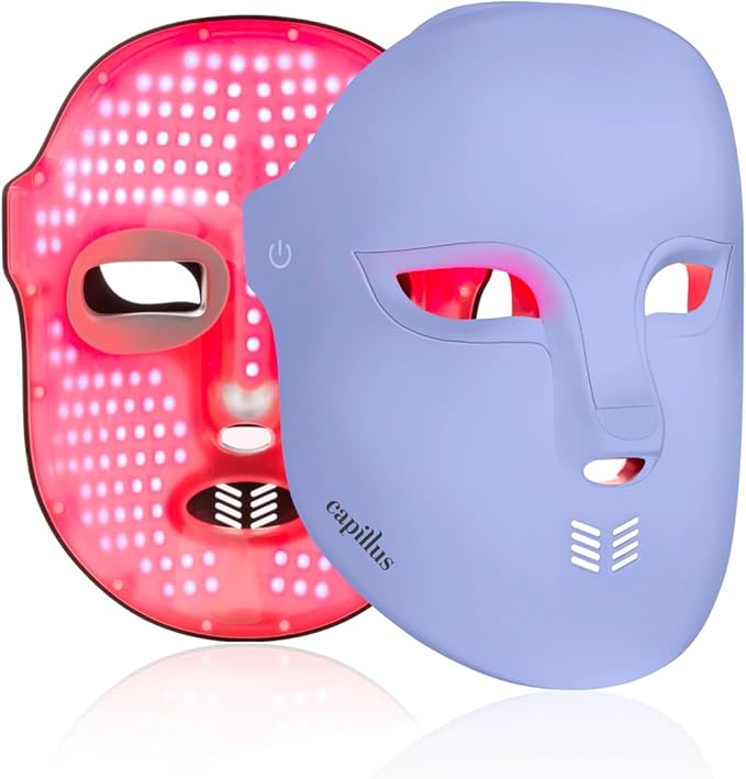 Capillus Red Light Therapy Mask – LED Face Mask Light Therapy 4 in 1 Infrared, Blue & Pink Red Light Mask Face Therapy Device