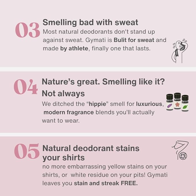 Gymati - Fitness Deodorant Spray - Men & Women - Aluminum-Free - All Day Ultimate Odor Protection - Built For Sweat - Air-Powered - Vegan & Plant-Based - Made in USA -Femme -3.4oz Travel Size -3 Pack