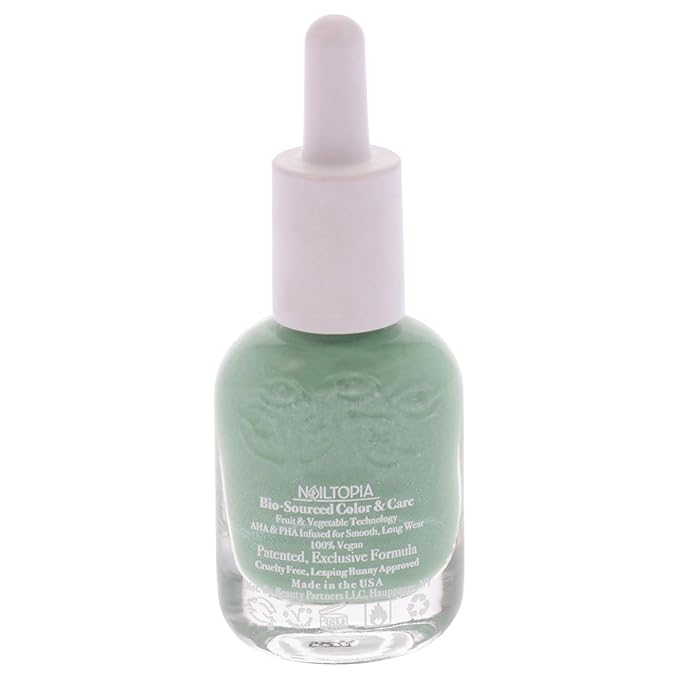 Nailtopia - Plant-Based Chip Free Nail Lacquer - Non Toxic, Bio-Sourced, Long-Lasting, Strengthening Polish - Yacht Week (Medium Green) - 0.41oz