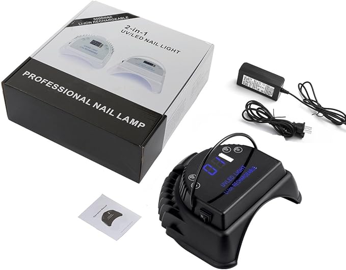 64W Rechargeable Pro LED Gel Nail UV Light UV LED Nail Lamp Cordless Led Light for Nails(Black)