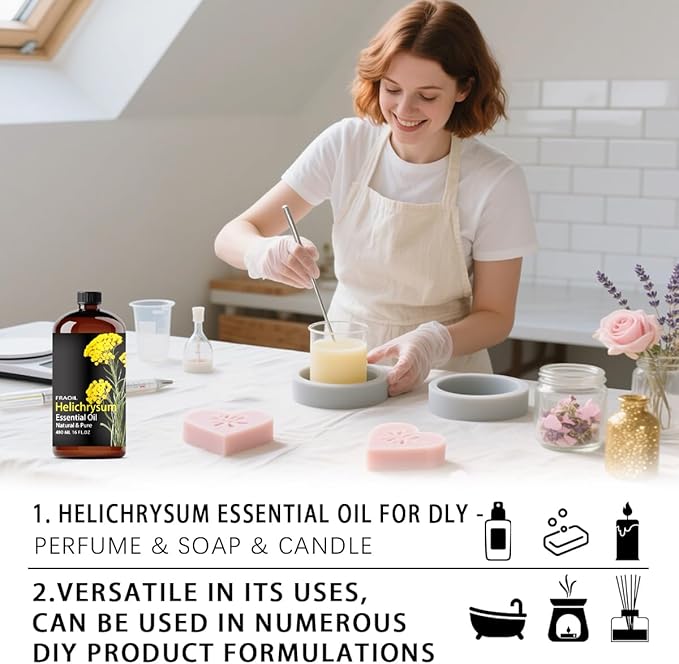 Helichrysum Essential Oil, Helichrysum Oil 16 Fl Oz 480 ML for Diffuser Humidifier Yoga Cleaning DIY Candle Soap Making Perfume Gift for Women Essential Oils