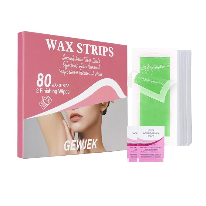 80PCS Wax Strips for Hair Removal, Waxing Kit for Women, Eyebrow Wax Strips & Facial Hair Removal, Sensitive Skin Friendly, Multi-Use on Face, Legs, Bikini Area, Long-Lasting Smoothness