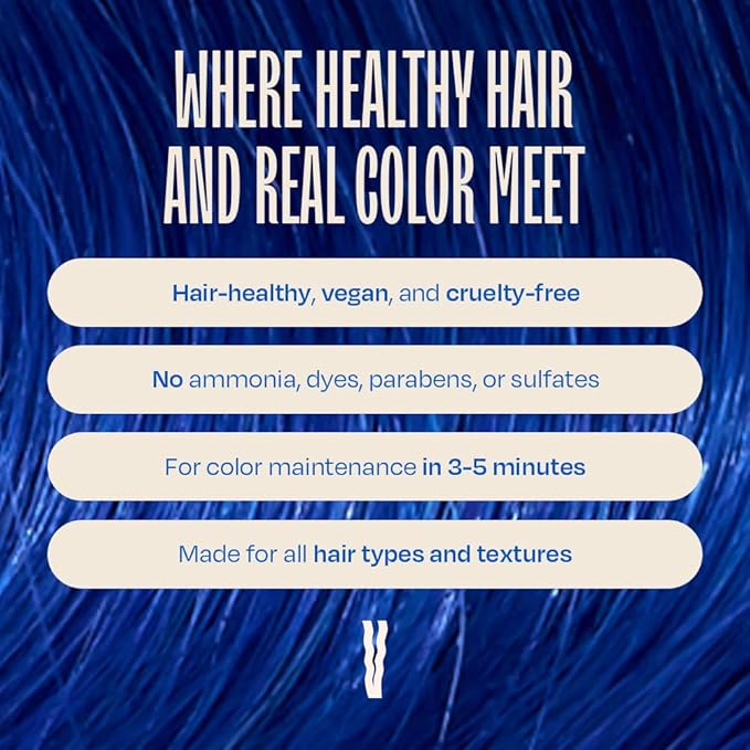 Overtone Daily Color Depositing Conditioner, Vibrant Blue, 8oz, Hydrating, Damage-Free Temporary Hair Color for All Hair Types with Shea Butter & Coconut Oil, Vegan & Cruelty-Free