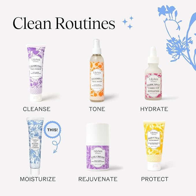 LilyAna Naturals Anti Aging Retinol Face Cream for Women – Wrinkle & Neck Cream for Firming, Retinol Moisturizer for Face with Hyaluronic Acid, Hydrating Night Cream for Fine Lines, Collagen Boost