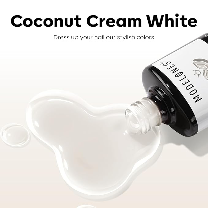 modelones White Gel Nail Polish Milky Jelly Translucent Gel Polish Neutral Sheer Nails Soak Off LED Nail Lamp Manicure Salon Gift 15 ML