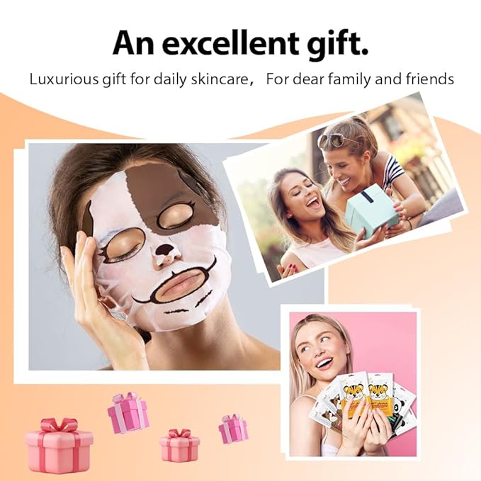 evpct 6 Pack Animal Face Masks Skincare,Spa Kit for Girls Kid Animal Facial Face Masks Skincare for Teens Kids Girls Spa Day Slumber Sleepover Birthday Party Favors Supplies Kit, Sheet Mask Beauty