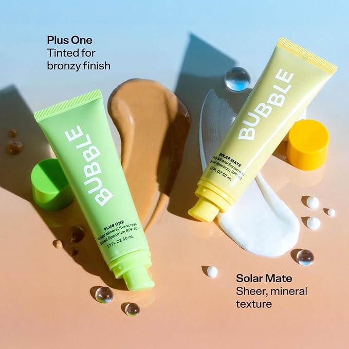 Bubble Skincare Daily Mineral Sunscreen Broad Spectrum SPF 40 - Tinted Sunscreen for Face with Zinc Oxide & Omega 3 Fatty Acids - Hydrating & Blurring Formula Suitable for All Skin Types (50ml)