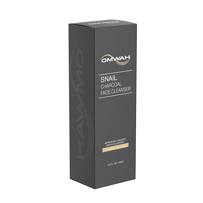 OMWAH Advanced Snail Mucin Gel Face Cleanser Infused with Activated Charcoal | Rich Daily Deep Cleansing Gel (3.5 OZ)