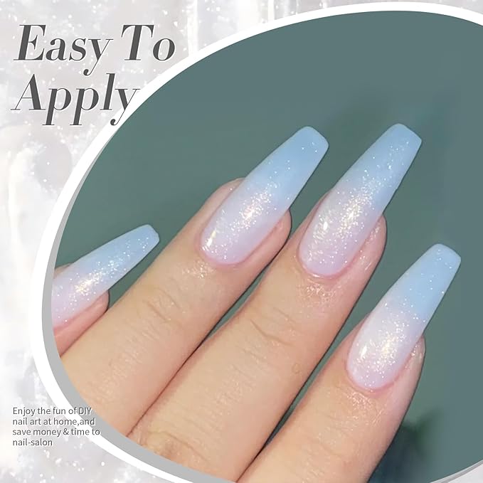 Born Pretty Jelly Gel Nail Polish Milk Glitter Jelly Gel Polish Sparkle Moonlight White Color Gel Nail Polish Soak Off U V Gel Polish for Nail Art 15ml