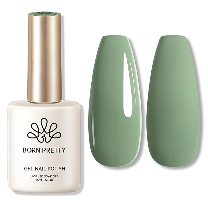 Born Pretty Oliver Green Gel Nail Polish Spring Summer Green Color Soak Off Gel Polish Nail Art Design Manicure Salon DIY Home 15ml