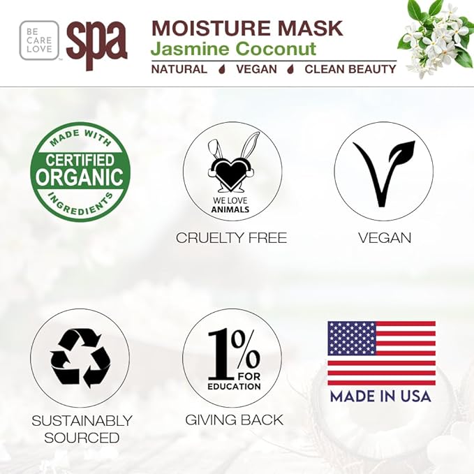 BCL Spa Jasmine Coconut Moisture Mask, hand mask, foot mask, body mask, shea butter, Argan & Olive oils, Kelp & Aloe Vera skin care spa treatment for women at home or professional spa 16 fl oz