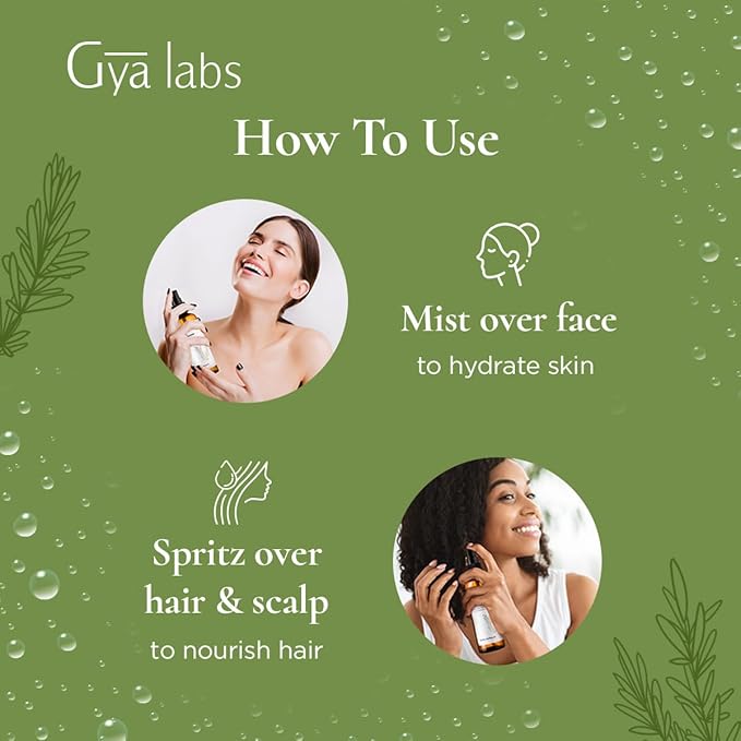 Gya Labs Rosemary Hydrosol - 3.4 Fl Oz - Face & Body Mist for Skin Toner & Hair Refresher - As Pillow, Room & Linen Spray for Fresh Scent