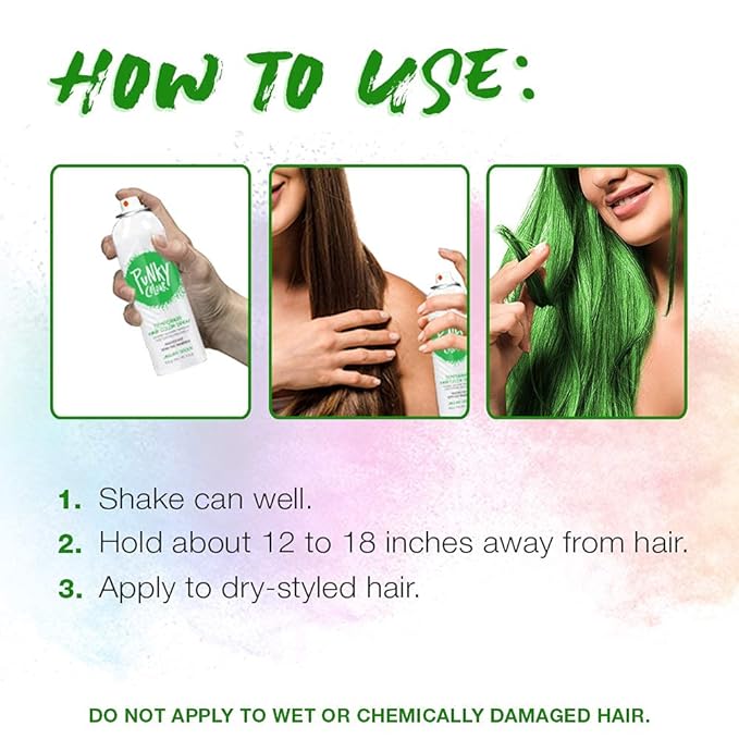 Punky Temporary Hair Color Spray – Jaguar Green, Instant Vivid Temporary Hair Dye for Women, Wash Out, Hair-Color Spray, 3.5 oz, 2 Pack