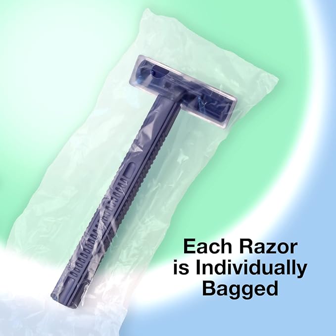 Freshscent (144 Pack) Individually Wrapped Twin Blade Razors with Clear Safety Cap, Disposable, Bulk Packed, Sold by the Case. Unisex.