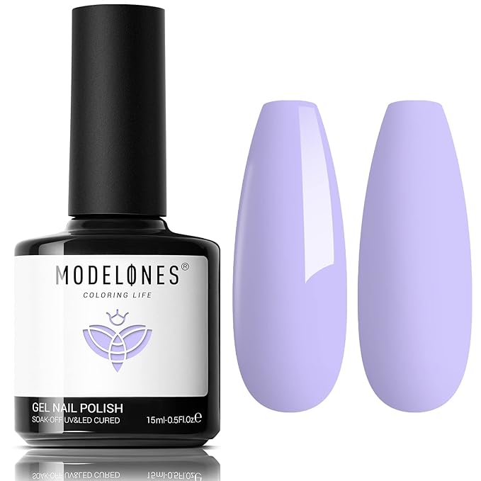 modelones Purple Gel Nail Polish, 15 ML Pastel Gel Polish Lilac Purple Nail Polish Soak Off Led Summer Nail Gel Polish for Women Girl DIY Nail Art Gift