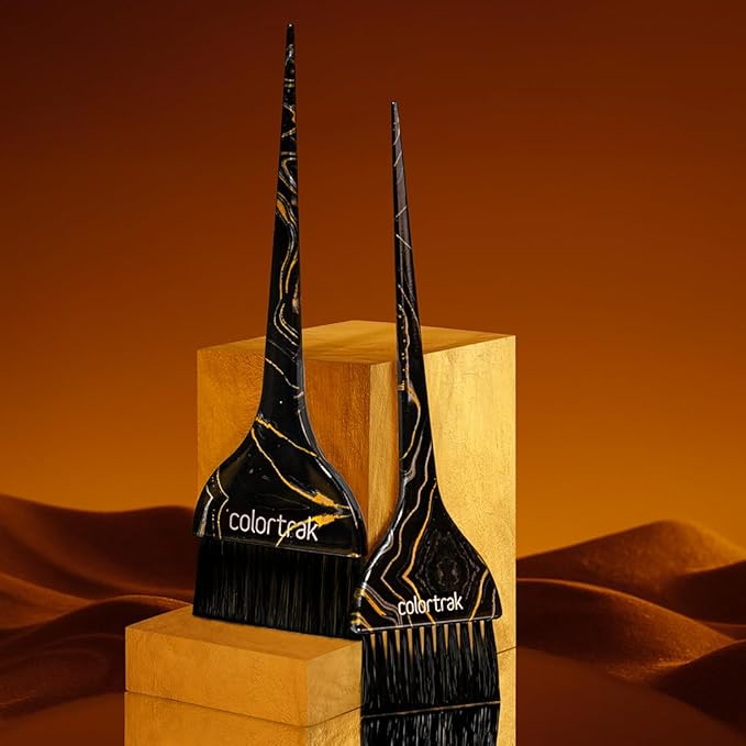 Colortrak Lux 2 Piece Hair Brush Set for Highlighting and Coloring Hair Sections, Includes 1 2.5 Inch Wide Celestial Glow Soft Bristles and 3 Inch Wide Meteor Shower Stiff Bristle Brush