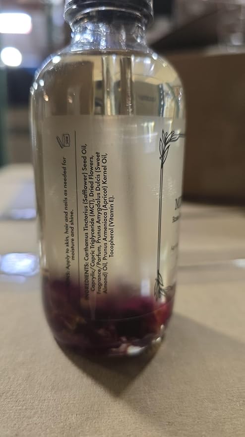 BEAUTE DE PROVENCE Multi-Use Oil for Face, Body and Hair - Organic Blend of Apricot, Vitamin E and Sweet Almond Oil Moisturizer for Dry Skin, Scalp and Nails - Rose Petals, and Bergamot Essential Oil - 4 Fl Oz