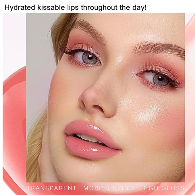 Peptide Lip Gloss Balm for Moisture & Shine, Hydrating Lip Butter Balm with Hyaluronic Acid & Shea Butter, 0.5oz (02# & 05#)