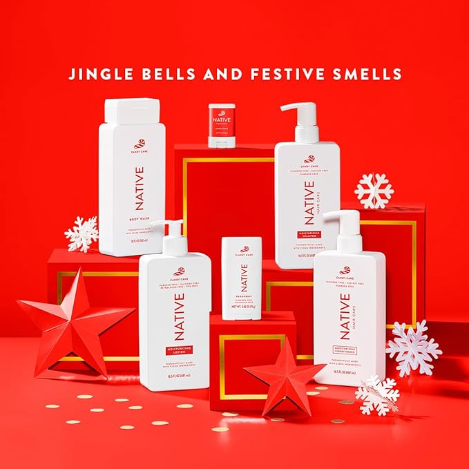 Native Body Lotion with Naturally Derived Ingredients - Candy Cane - Silicone, Paraben, & Dye Free Leaving Skin Soft and Hydrating | Holiday Seasonal Scent Bundle, 16.5 oz - 2 Pk