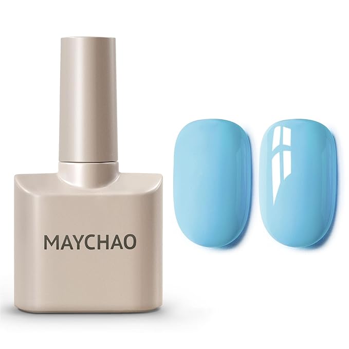 MAYCHAO 15ML Blue Gel Nail Polish 1Pc Light Blue Gel Polish Soak Off UV LED Nail Lamp Curing Needed for Nail Art Manicure Salon DIY at Home, 0.5 OZ